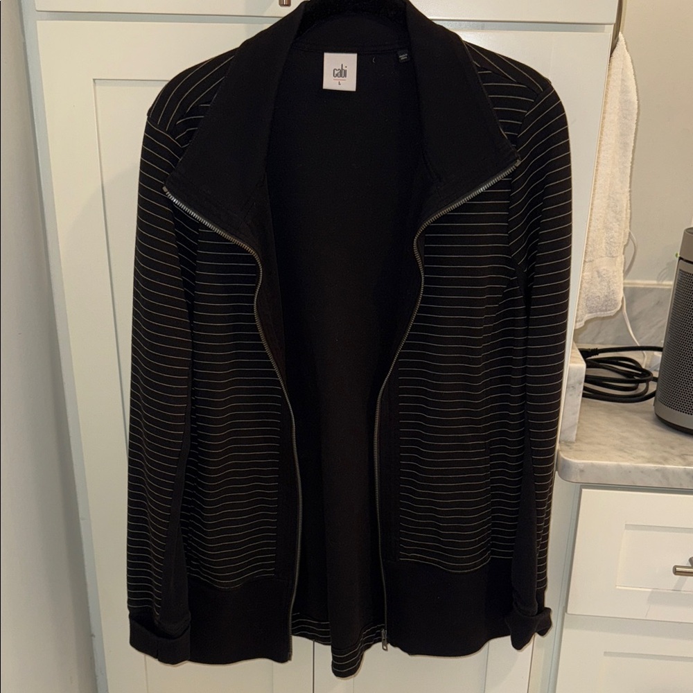 CAbi Black and White Striped Blazer